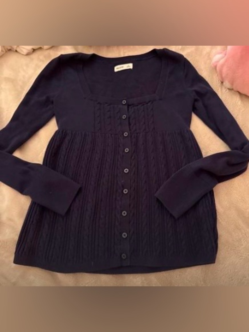 Hollister Navy Cable-Knit Button-Front Women’s Sweater
